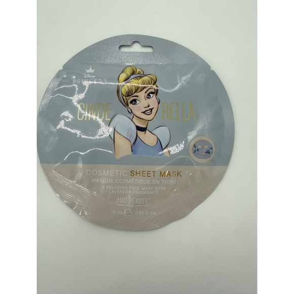 Mad Beauty Disney Princess Sheet Mask Cinderella Tiana Lavender Green Tea 5pk - Picture 2 of 6